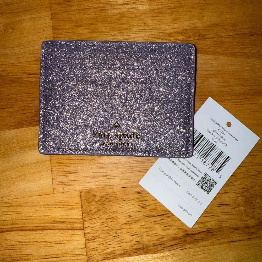 Kate Spade Lavender Glitter Card Holder